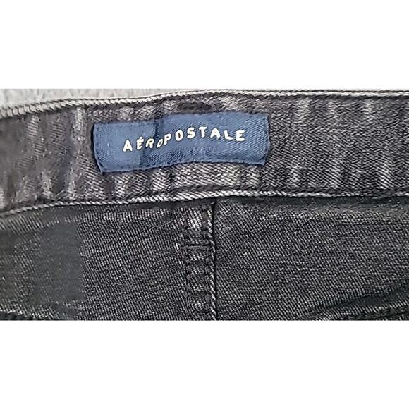 Aeropostale Black Denim Mini Skirt Size 6 Distressed Y2K Goth Skater Grunge - Picture 4 of 9